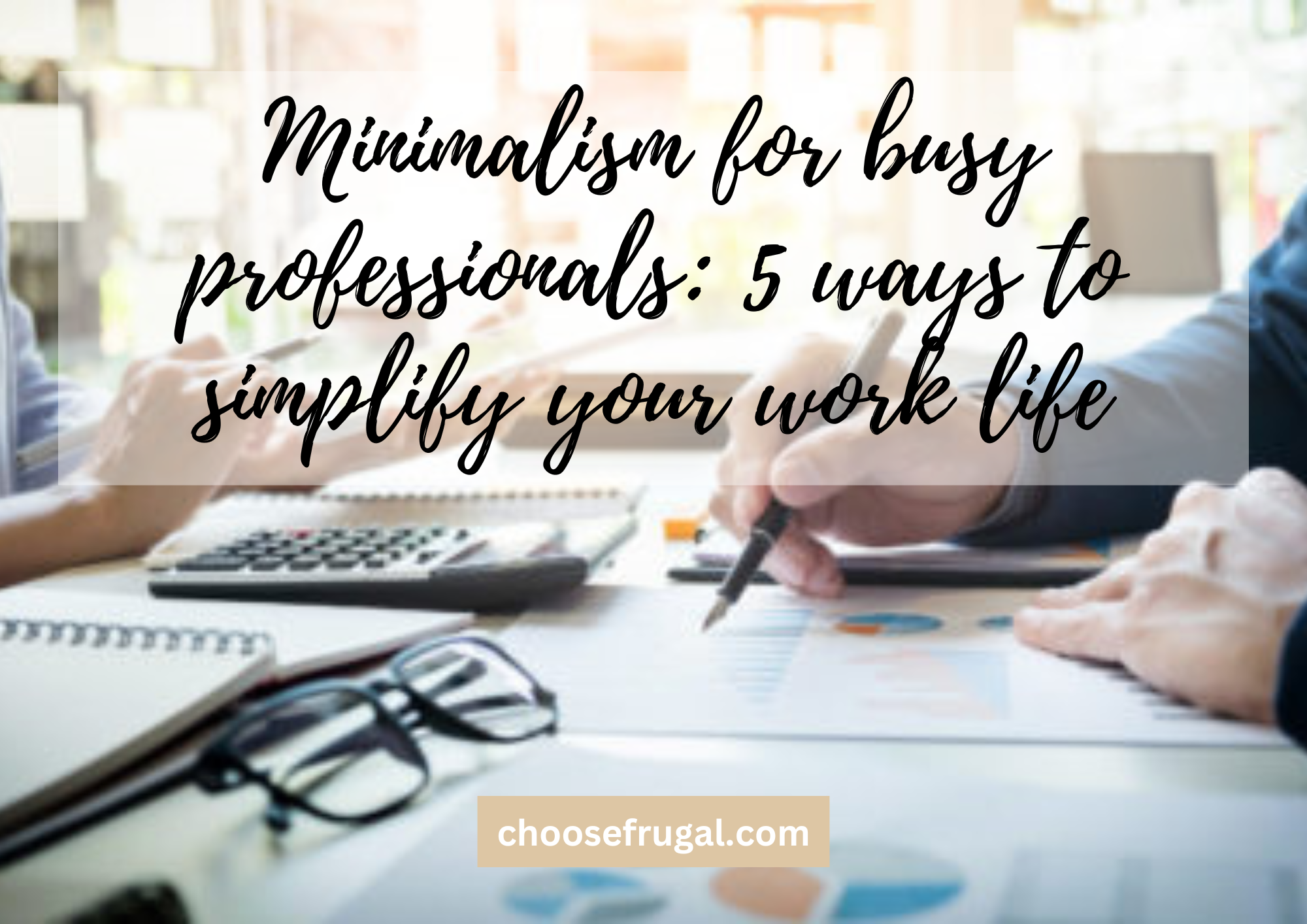 Minimalism for busy professionals. Busy professionals at a desk working,